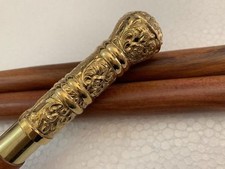 Vintage Victorian Style Designer Brass long Handle Wooden Walking Stick Cane New