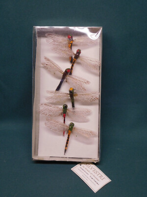 Silvestri dragonflys box of 6 Christmas ornement crafts flower arrangement decor