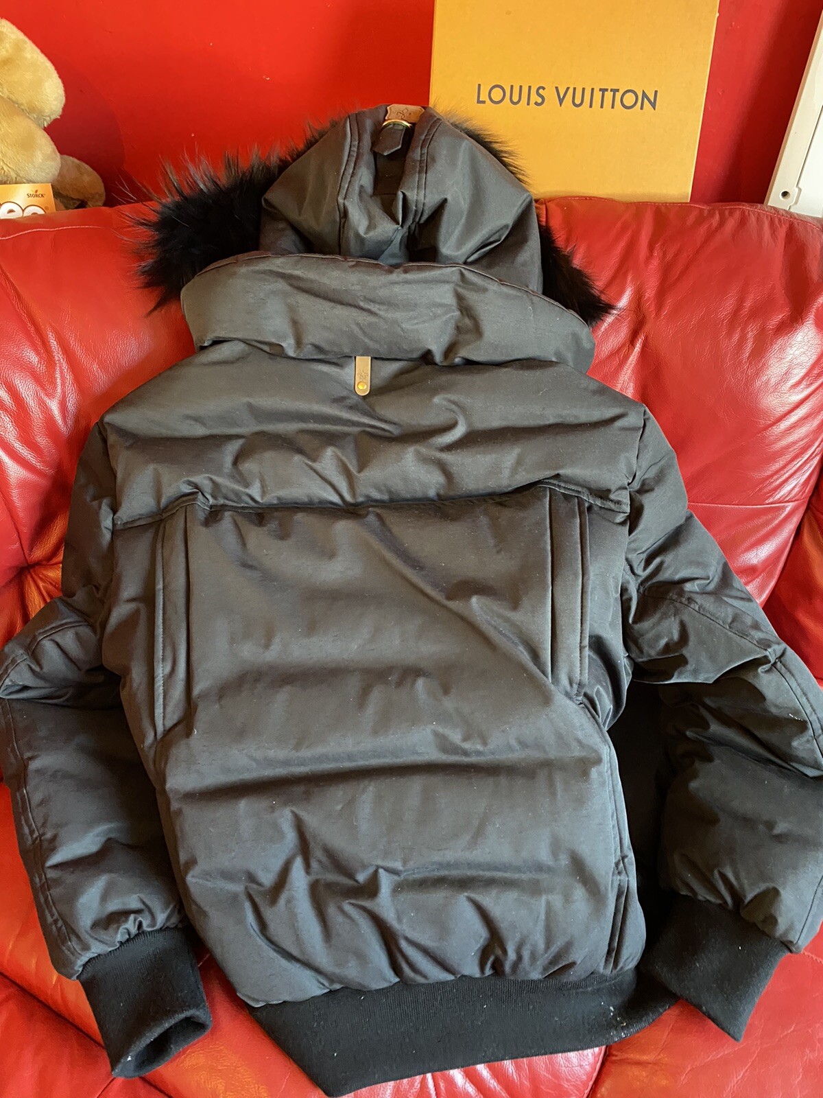 MACKAGE Dixon Padded Bomber Parka Jacket Real Fur Black XXL 46 Will Fit Medium image 5