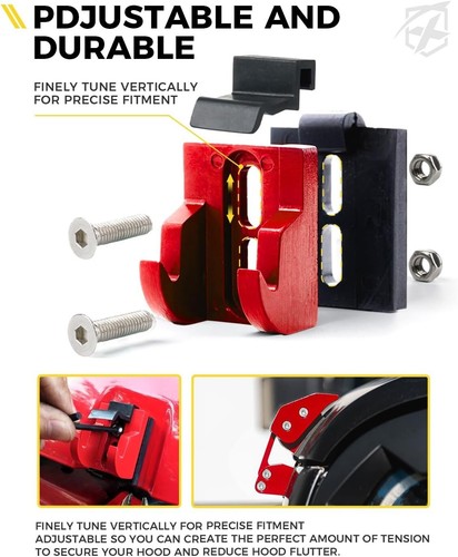 Flag Hood Latches Compatible W/2007-2018 Jeep Wrangler JK JKU, 2018-2024 Star - Picture 8 of 8