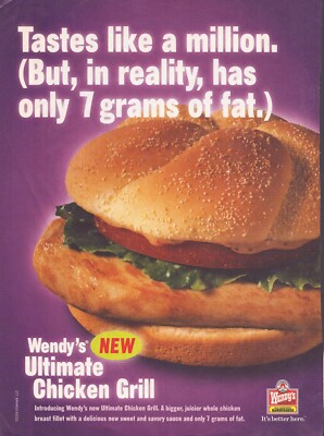2004 Wendy's Ultimate Chicken Grill Sandwich Print Ad
