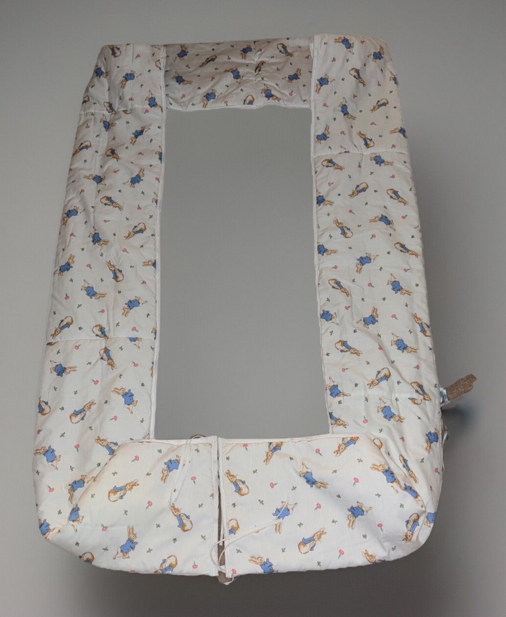 Vintage Handmade Peter Rabbit Baby Padded baby Crib Liner Reversible