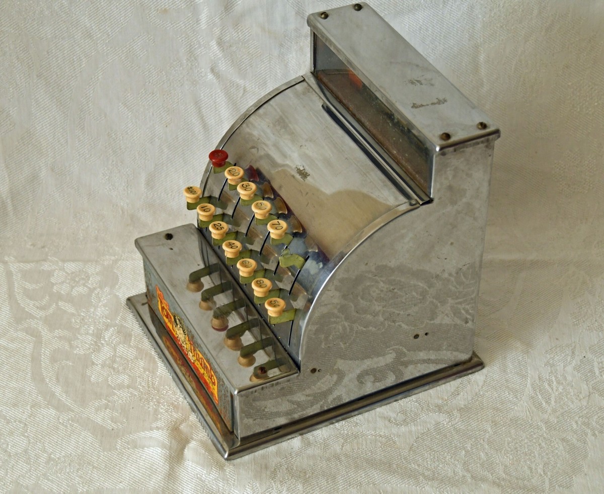 Vintage Rare 1940s All Steel Tom Thumb Cash Register Child's Toy