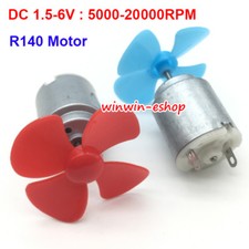 Small R140 Motor & Fan DC 1.5V-6V 20000RPM High Speed R140 Motor DIY Toy Fan Car