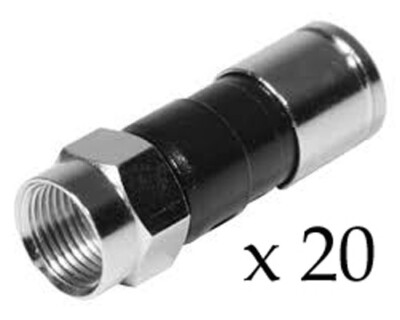 20 PACK Coax Cable RG6 Male Compression Connectors CATV FITTINGS TV CCTV EX6Pl