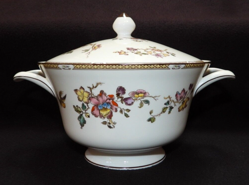 Vintage Wedgwood Schwalbe England gelber & brauner Rand Suppenterrine Servierschüssel