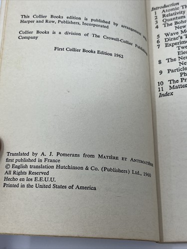 Matter and Antimatter by Maurice Duquesne Vintage Paperback 1962 Collier 1st - Picture 6 of 10