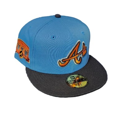 New Era Fitted Hat Cap 7 1/2 ATL Braves Exclusive Side Patch Rare