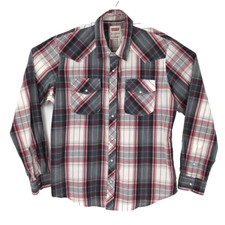 Levis Mens Button-Up Shirt Multicolor Plaid Long Sleeve Pearl Snap Western L