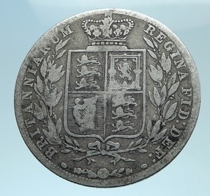 1880-UK-Great-Britain-United-Kingdom-QUEEN-VICTORIA-1-2-Crown-Silver-Coin-i78245