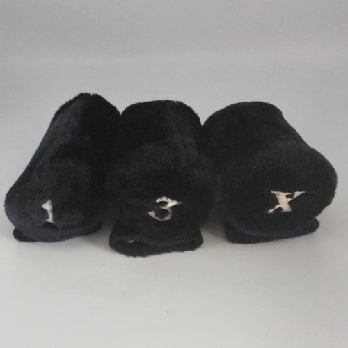 GolfMate Head Covers Set of 3 Black Long Neck Fur Top Embroidered 1 3 X EUC - Picture 5 of 6