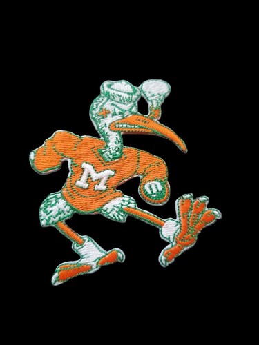 Patch Miami Hurricanes arancione Ibis. Stile vintage. Ricamato. Ferro da stiro. 3"x3" - Foto 5 di 12