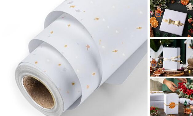 Mini Wrapping Paper Roll-17inch x 16.5ft with Silver and 17inch*16.5ft White