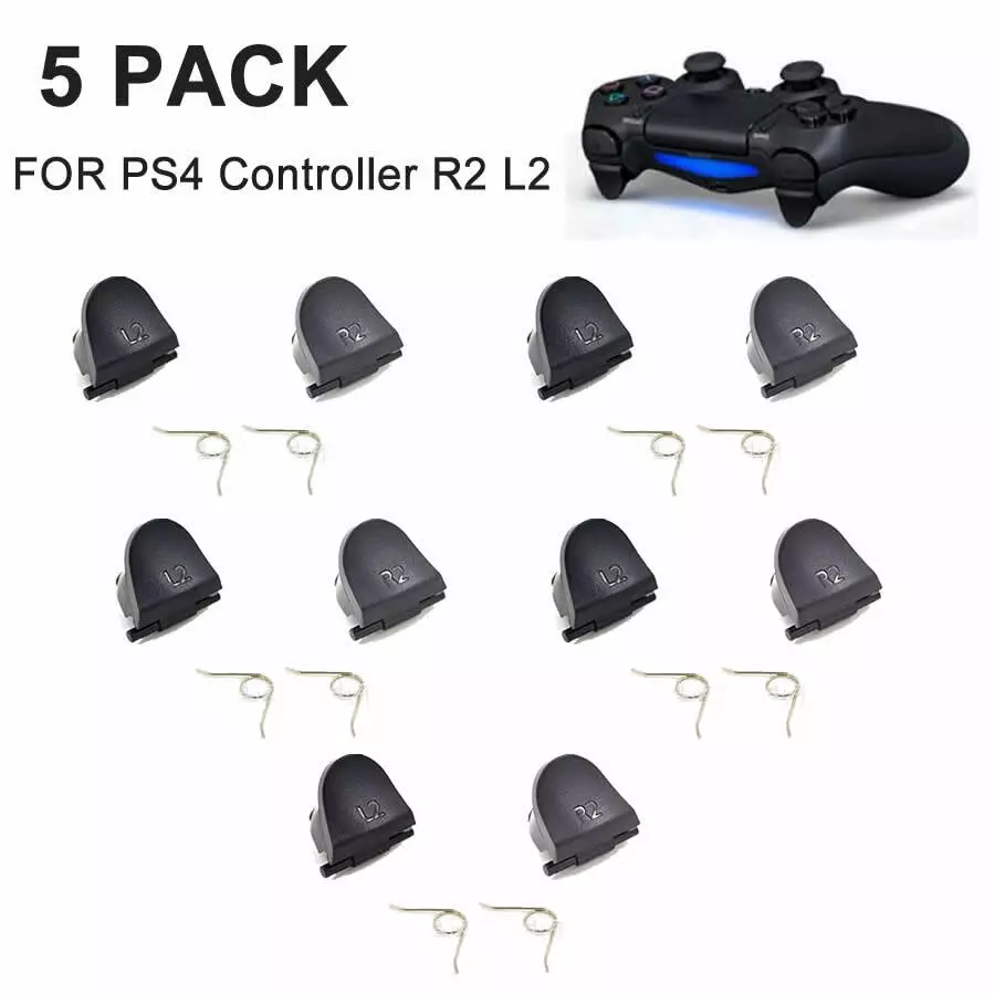 Black Replacement for Sony PS4 R2 L2 Controller Triggers With Springs 5 Pairs