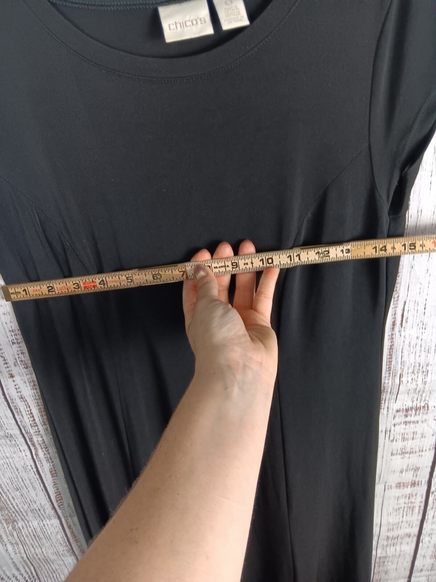 Chico's Maxi Dress 0 Black Scoop Neck Short Sleeve Stretch Slit | eBay