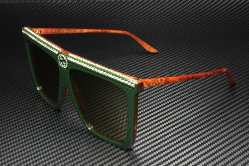 GUCCI GG0733S 005 Square Acetate Green Shiny Brown Green 62 mm Unisex  Sunglasses | eBay
