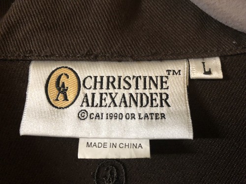 Christine Alexander Denim Jacket Sz L 💎Rhinestone Crystal Button Up Brown - Picture 8 of 12