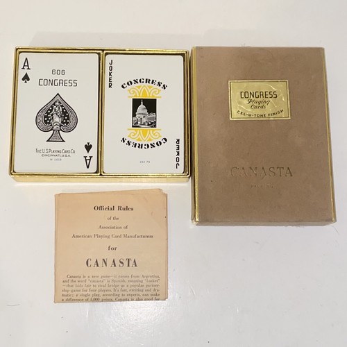 Vintage Congress 606 Canasta Double Deck Playing Cards Gold Edged - Picture 12 of 12