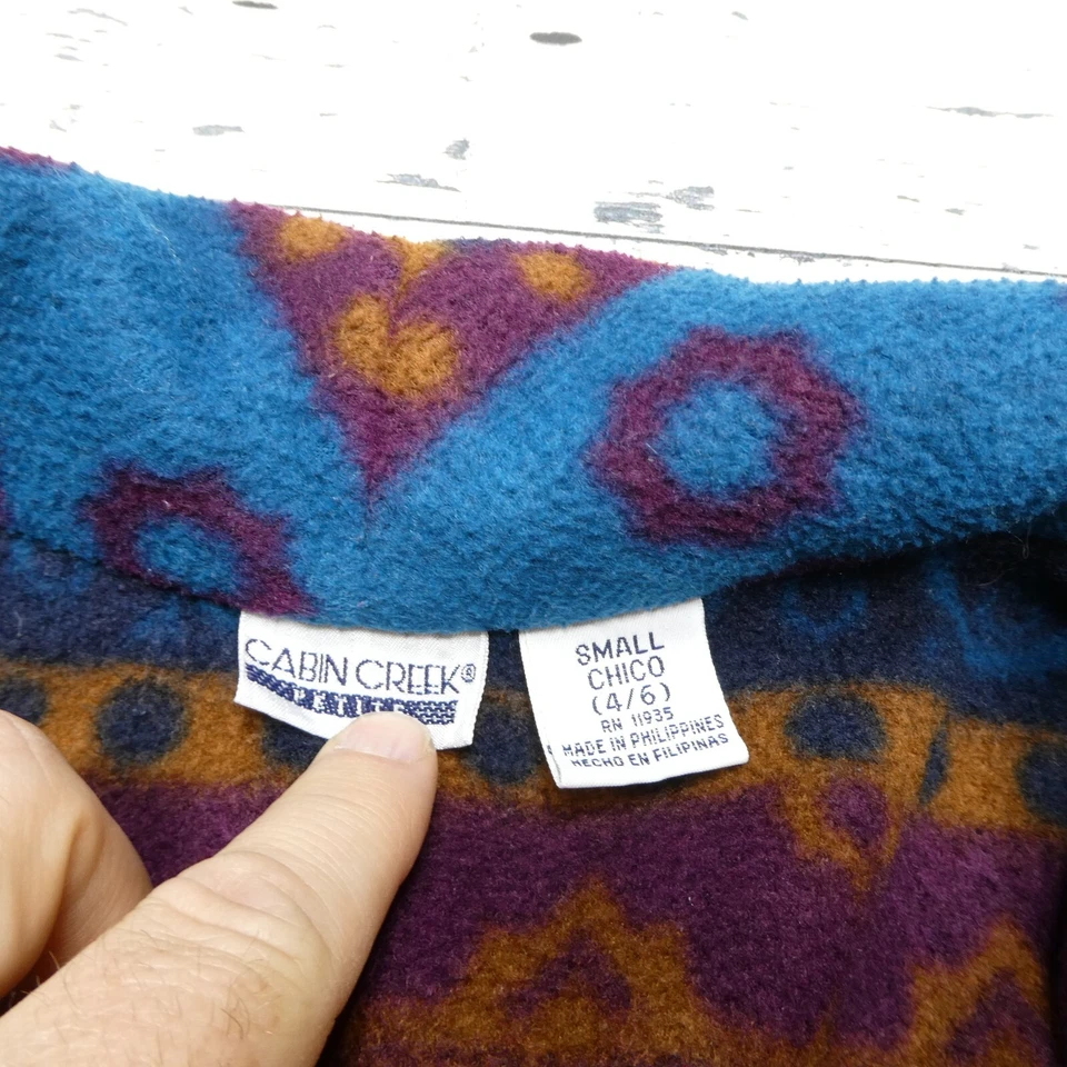 Cárdigan vintage Cabin Creek polar suéter para mujer pequeño S (4/6) azul púrpura Foto 2 de 4