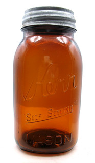 AMBER QUART SIZE KERR SELF SEALING MASON FRUIT JAR