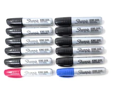 SHARPIE MARKERS 12ct Lot KING SIZE BARREL Permanent Chisel Tip RED BLUE BLACK
