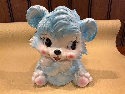 Vintage 1966 Relpo Blue Baby Bear Planter