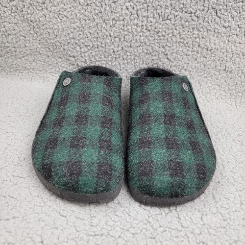 Birkenstock Green Black Plaid Zermatt Shearling Clog Slippers men 10/43 - Picture 2 of 10