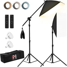85W Photography Lighting, 2-Pack 20'' X 28'' Professional Softbox Lighting Kit w