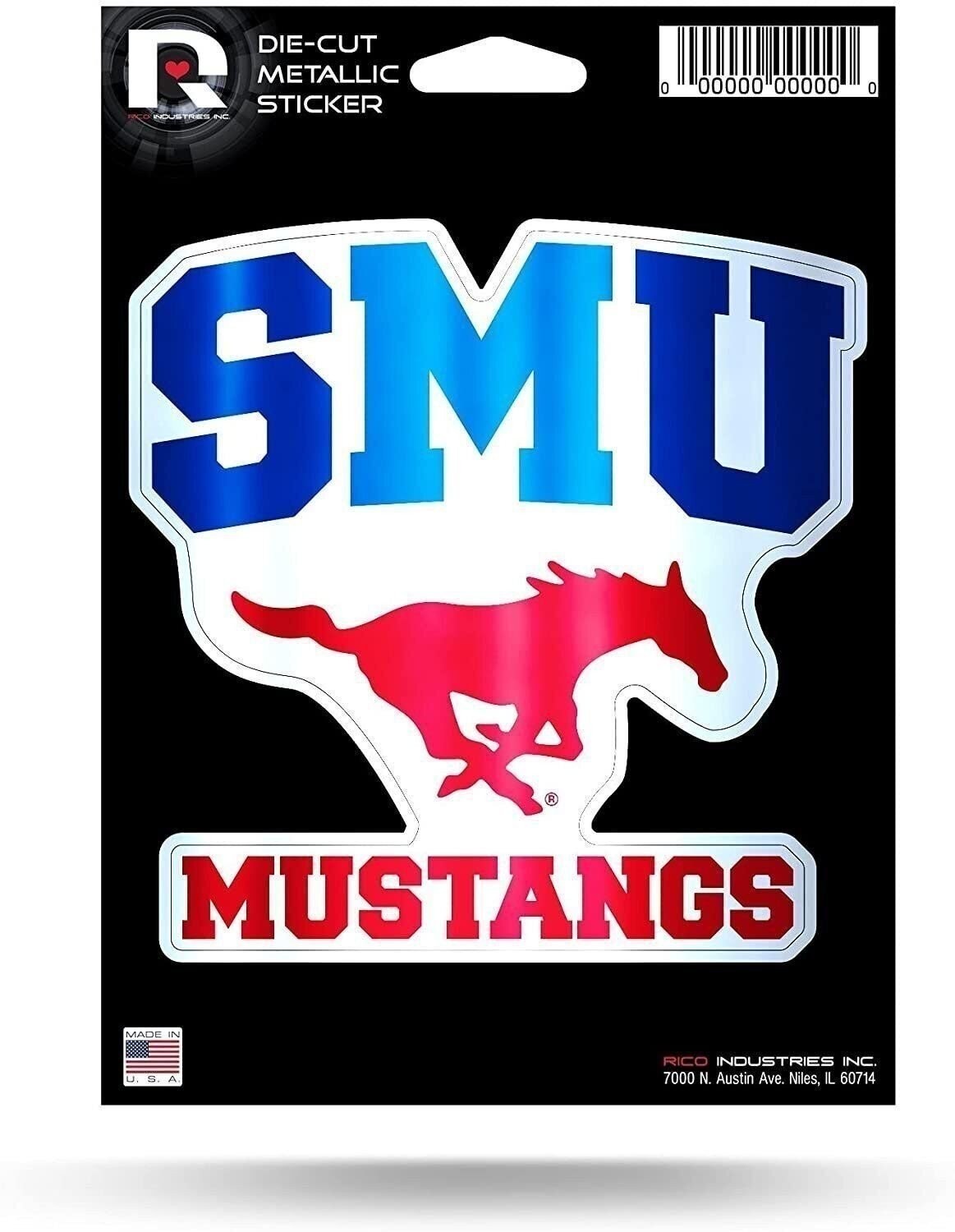 Methodist Car Sticker Southern Methodist University Mustangs SMU 5 Inch Sticker Decal Metallic...