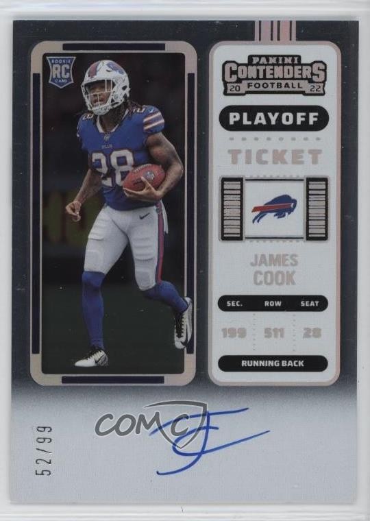 2022 Panini Contenders RPS Playoff Ticket /99 James Cook Rookie Auto RC 0n64