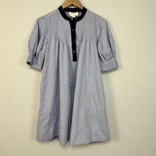 Tuckernuck Pomander Place Annalee Shirt Dress Women's XS Blue Dot Puff Sleeve