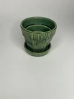 Vintage 1950's McCoy Basketweave Green Small 3 1/4" Flower Pot Planter