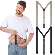 Eurzom 2 Pcs Hidden Suspenders for Men Under Shirt X-Large, Black, Beige