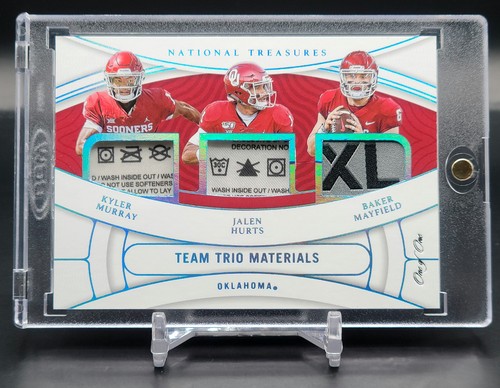True 1/1 ~ 2022 National Treasures Tag Patch Mayfield / Jalen Hurts / Murray OU