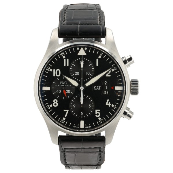 IWC Pilot's Chronograph Black Dial Stainless Steel 43mm Automatic Mens IW377701