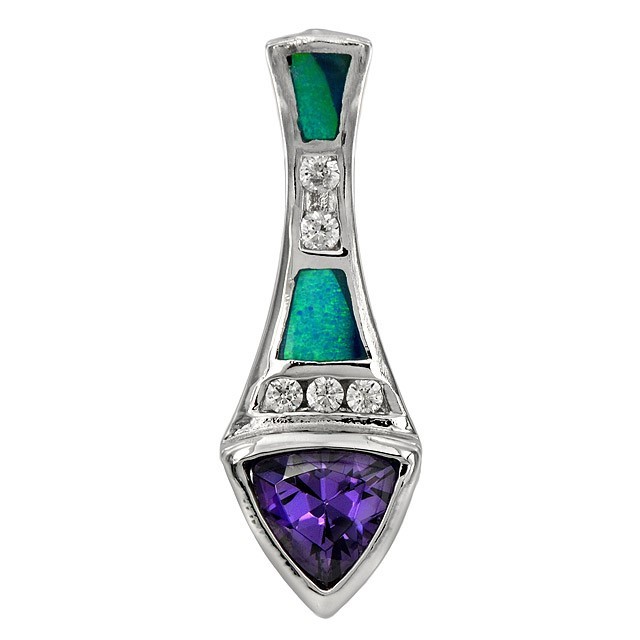 2CT Amethyst & Opal Sterling Silver Pendant Jewelry OE3
