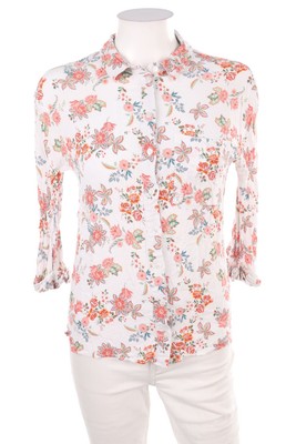 promod Hemd-Bluse mit 3/4-Ärmel Blumen Print XS off-white multicolor