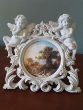 Quadro antico Stampa  Paesaggio Natura  Con Cornice Legno Barocca Cm 20x20