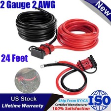Heavy Duty 24 Ft Quick Disconnect Winch Power Cable 2 Gauge 2 Awg Copper Wiring