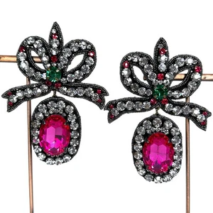 Boucles d'oreilles bijou cristal GUCCI accessoires femme argent rose vert noir
