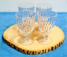Vtg Crystal Cut Iced Tea /Water Goblets 6" tall Drinking Glasses 12 oz Set of 4