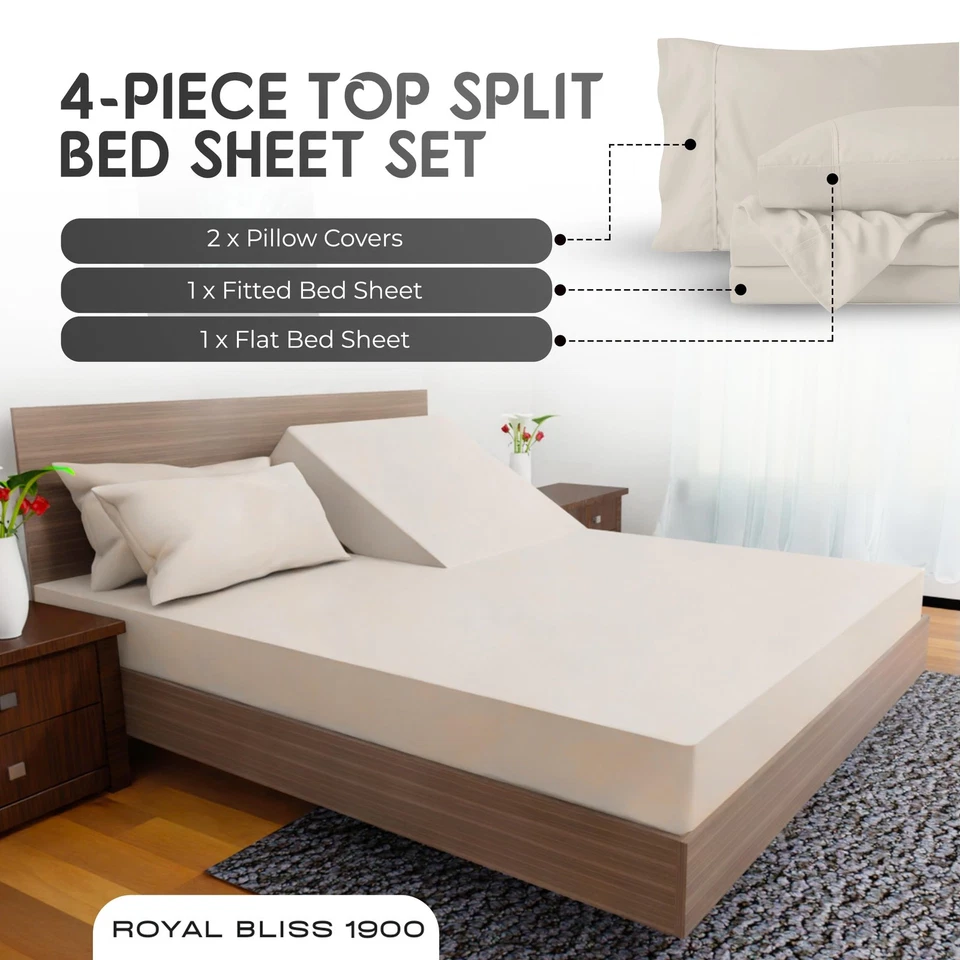 Juego de sábanas Top Split Flex Head King Size - Cama ultra suave calidad egipcia ella... Foto 4 de 4