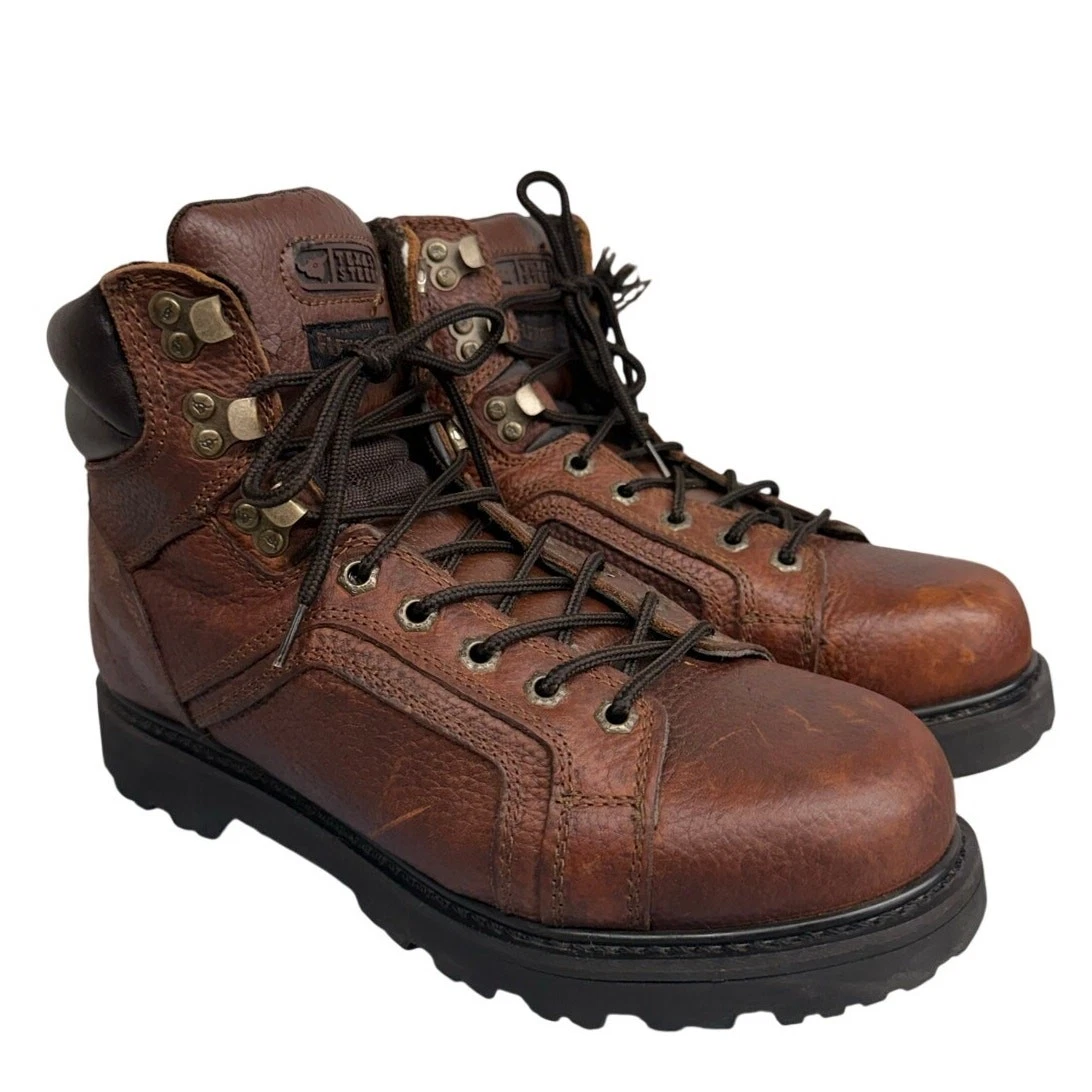 Texas Steer WORK Boots Mens 12 W Brown Camo Waterproof Oil Resistant Leather Texas steer mens brown - Gem main image 4