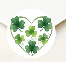 ST PATRICKS DAY SHAMROCKS HEART SCRAPBOOK STICKERS FAVORS ENVELOPE SEALS LABELS