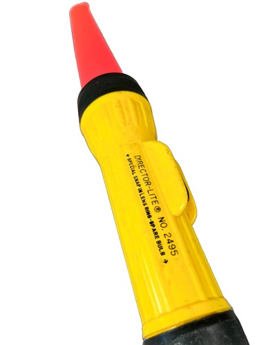 Vintage Director-Lite No. 2495 Flashlight w/ Red Traffic Signal Wand Tested Work