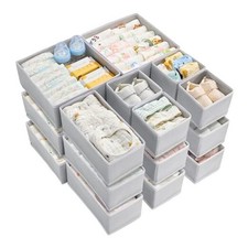 Pack Baby Clothes Organizer, Dresser Drawer Organizer for Baby 18 Grey