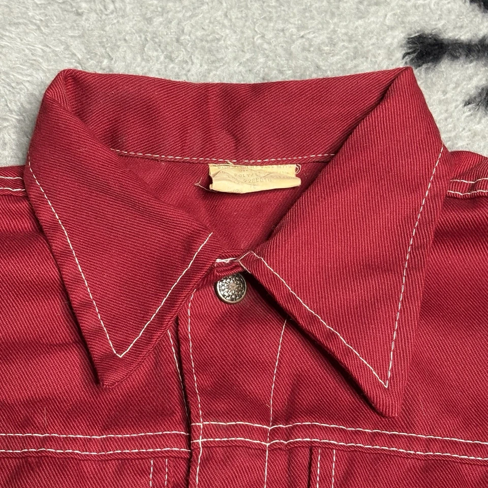 Sz 18- Vintage 70’s denim trucker type-3 style jacket women’s red western USA!! - Image 4 of 4
