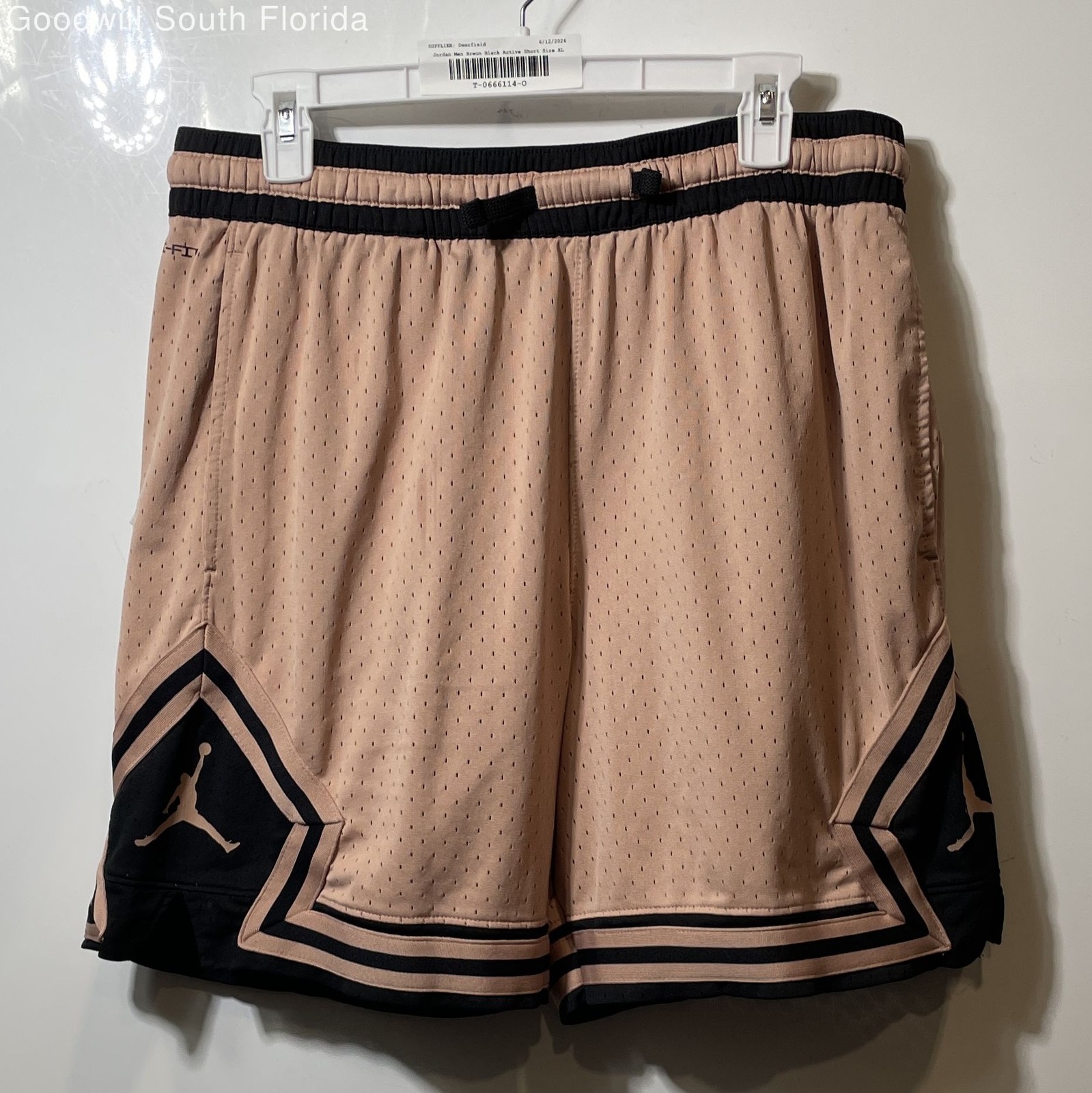Air Jordan Mens Brown Black Dri-Fit Active Basketball Athletic Shorts Size XL