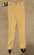 NWT Saxon Kids Adjustable Waist Jodhpurs Horseback Riding Pants, Beige, Size 8