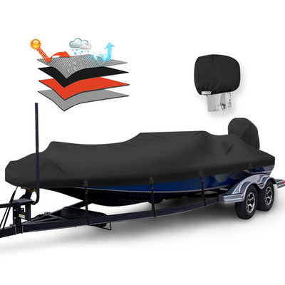 Solim Waterproof 1200D Pu Boat Cover Motor Cover Heavy Duty Marine Grade